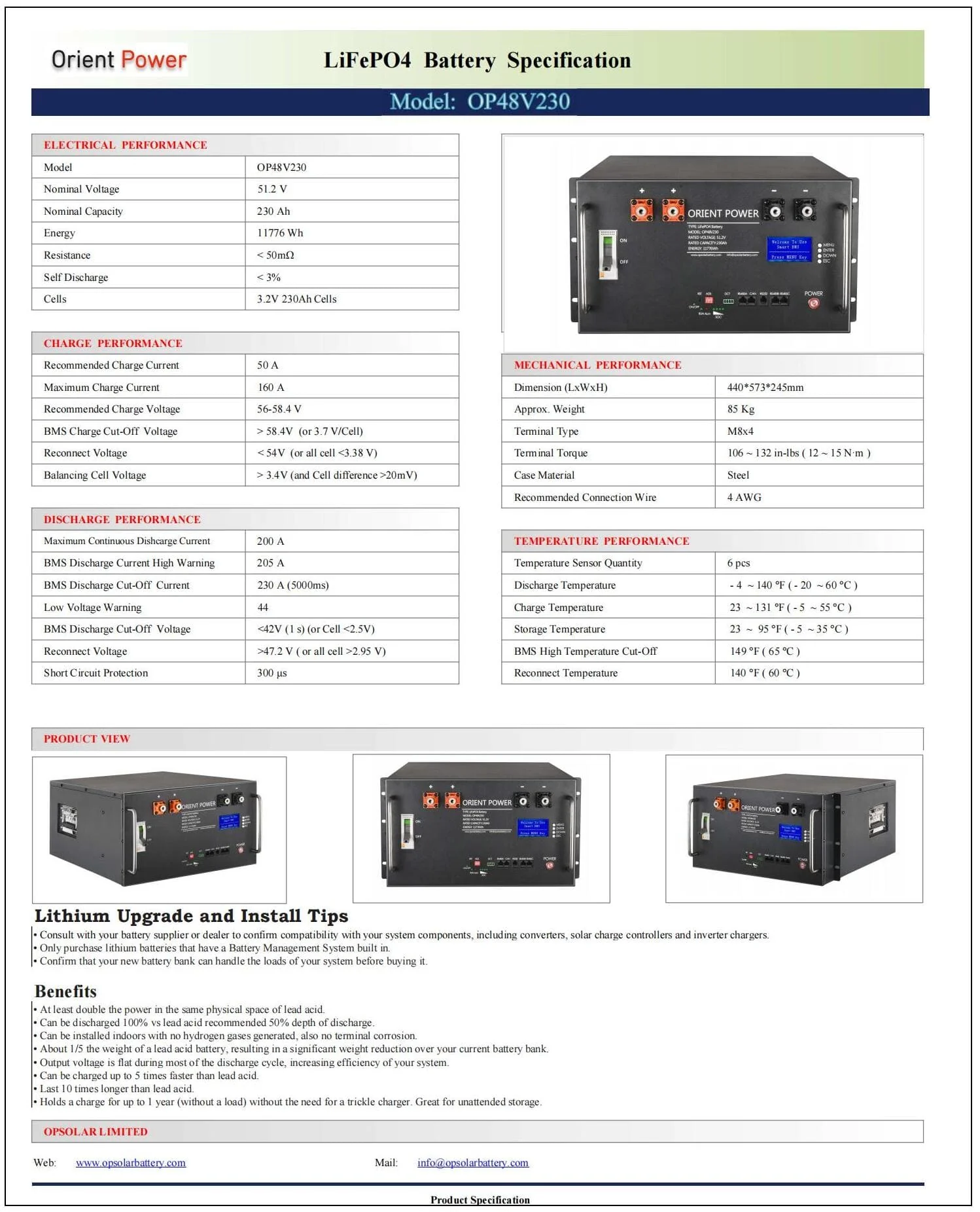 Jakiper 48V 230Ah Orient Power Solar and Server LiFePO4 Lithium Battery, Aus stock - OP48V230 - Image 3