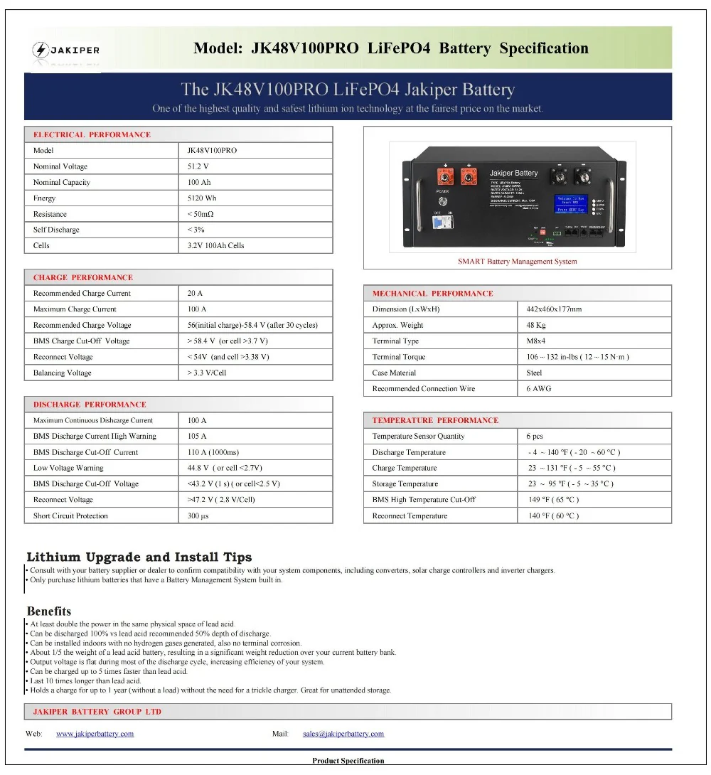 Jakiper PRO 48V 100Ah Solar and Server LiFePO4 Lithium Battery, Aus stock - JK48V100PRO - Image 3