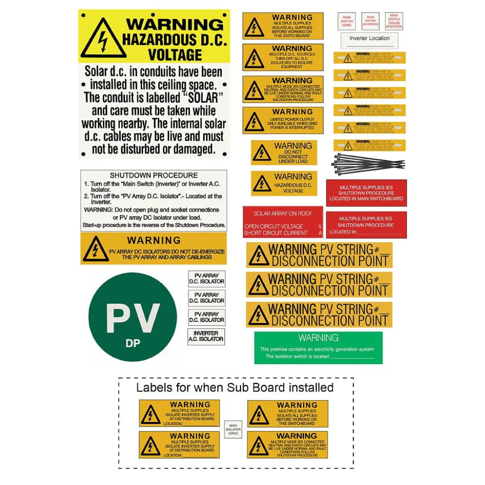 Solar and Battery Warning Label Kits - 4 versions, AS/NZS 4777.1:2024 Compliant - Image 3
