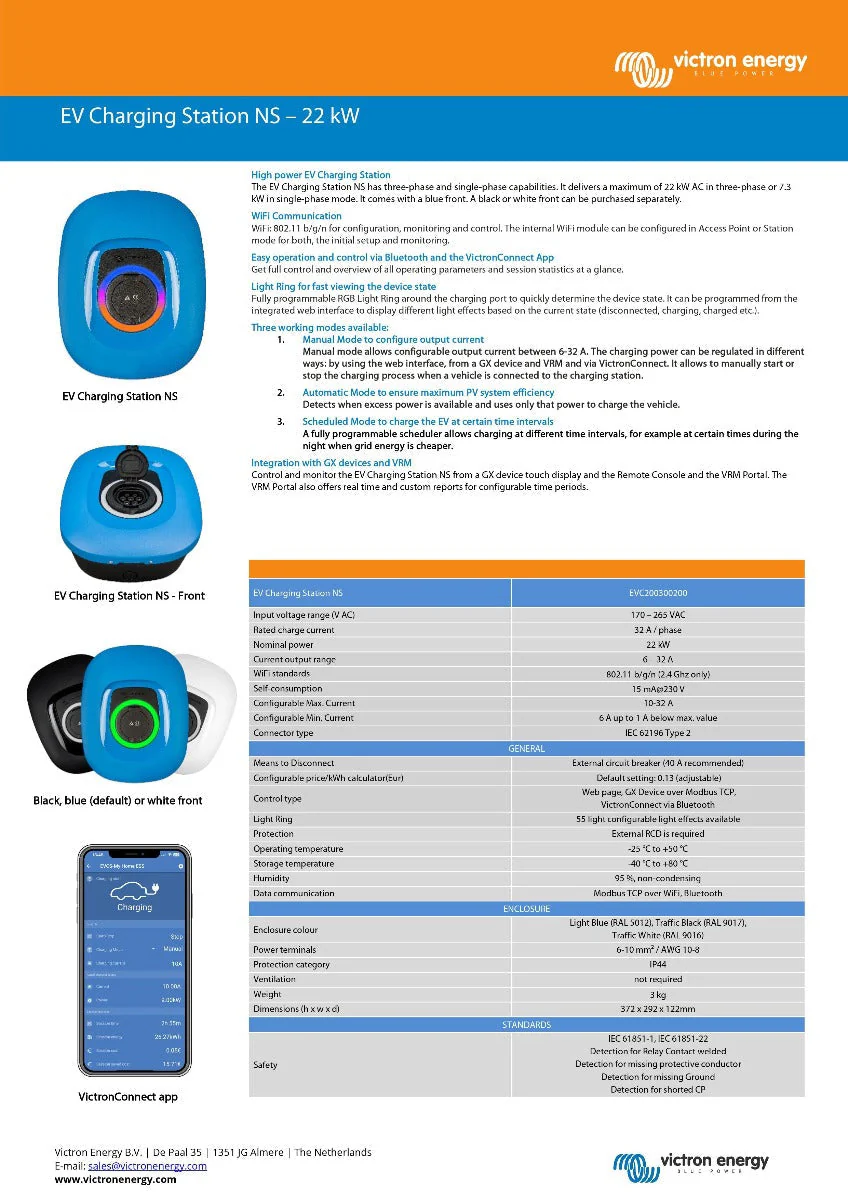 Victron EV Charging station NS BLACK 22kW and 5m 3 Phase Cable Bundle - EVC200300200 - Image 9